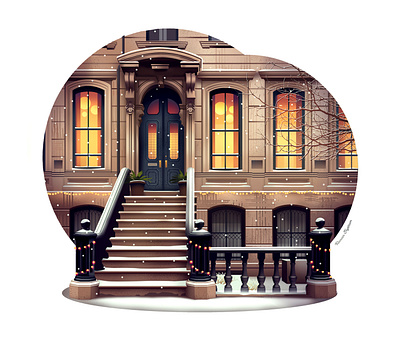 Brownstones NYC architecture city illustration lifestyle light nyc states style travel voyage