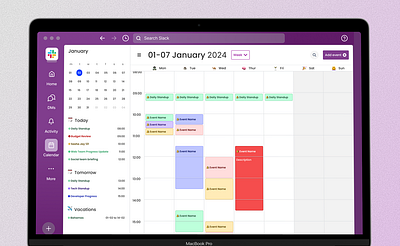 Calendar View on Slack app design product design product designer slack ui uxdesign