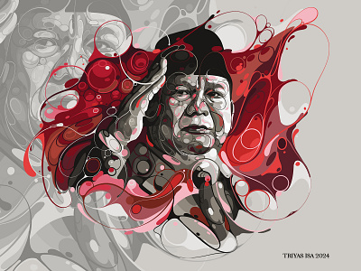 Prabowo Subianto art style biomorphic colorful design flag illustration independece indonesia monochrome portrait president ref splash unique