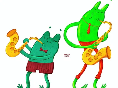 Frog musicians characters. Children book illustration. animalcharacterdesign animalillustration animals bookillustration chapterbook characterdesign childrenbook childrenbookillustration childrenillustration cuteanimals frog frogcharacter frogillustration illustration jungle junglebook kidlit kidlitart picturebook picturebookillustration