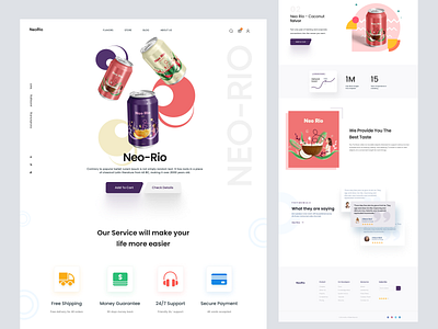 NeoRio - Shopify Website Design for Energy Drink design drink ecommerce.shopify landing page energy drink homepage illustration interface landing page product product design product landing page product website shopify shopify website single product store store ui web web design website