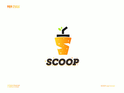 Juice Bar Logo - SCOOP bold colors branding clean aesthetic coffee shop creative cup fast food food cart fresh healthy eating juice bar logo modern negative space organic restaurant restaurant branding simple sustainable typography