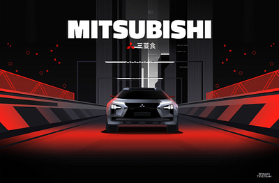 EV mitsubishi car city electric futur illustration light neon tech techno