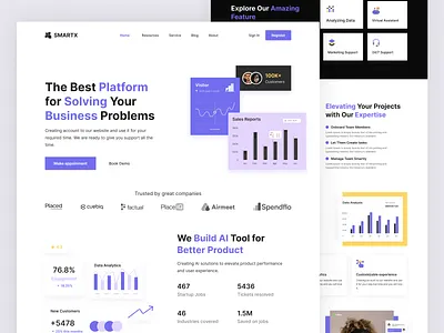 Business Support Landing Page agency ai branding chat company corporate creative graphic design help homepage landingpage logo marketing modern professional saas software startup ui website