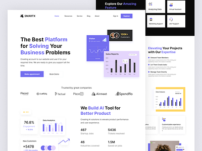 Business Support Landing Page agency ai branding chat company corporate creative graphic design help homepage landingpage logo marketing modern professional saas software startup ui website