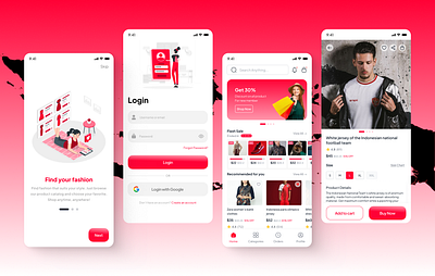 Shopin | Ecommers App Design branding clean design ecommers mobile design mobileapp online shope red white shop ui