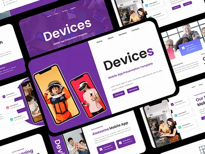 Devices - Mobile App Presentation branding design graphic design mobile mockup mockup powerpoint presentation template ui uiux