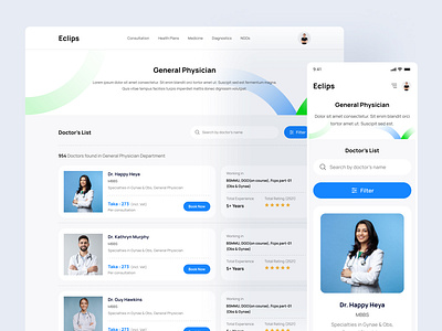 Eclips Medical All Doctor Page Design doctor portal design doctor profile design general page medical page medical saas medical web saas ui design uiuxdesign ux design web saas