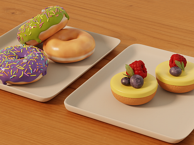 Donuts and Cheesecakes Lighting Variations 3d 3d modeling blender lighting model