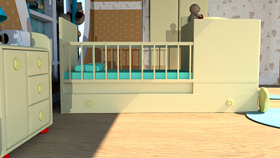 baby room 3d babyroom bear bed bedroom