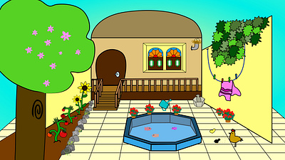 traditional yard 2dillustration house illustration traditional yard yard