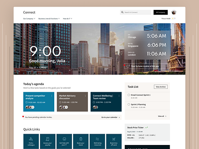 Connect: A Modern Intranet for a Global Workforce (1/4) businessdashboard businessdesign businessnetwork companypages dashboards designforbusiness globaldesign internalconnectivity internalteams intranet moderndesign polishedux teamdesign teampages technologybrands uidesign uxforbusiness uxui websitedesign