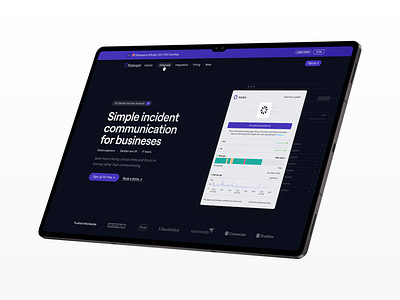 Incident Communication Software Landing Page ai automation blockchain branding business communication design illustration interface logo maintenence modern monitoring notiffications status ui usability ux web web design