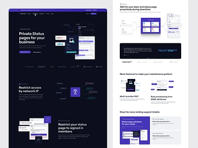 Incident Communication Software Private Status Page ai analytics automation branding business clean design infographics interface landing page maintenance modern monitoring mvp saas status ui ux web web design