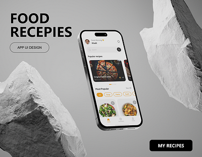 Food Recepies App UI Design app branding concept design food food recepies ui desing graphic design recepies ui ux