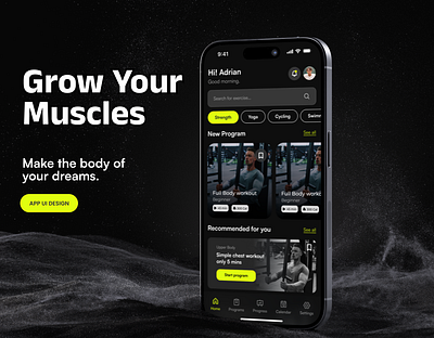 Fitness App UI Design app branding design graphic design illustration logo typography ui ux vector