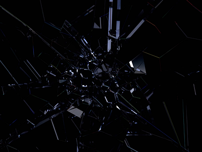 Shattering glass animation 3d abstract animation background black blender branding broken colorful dark design glass iridescent motion graphics reflection refraction render shape shattering