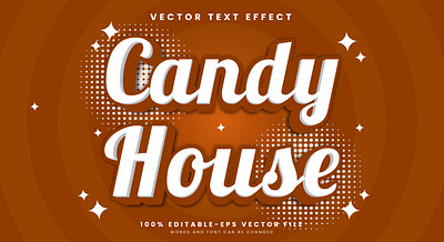 Candy House 3d editable text style Template cream cake