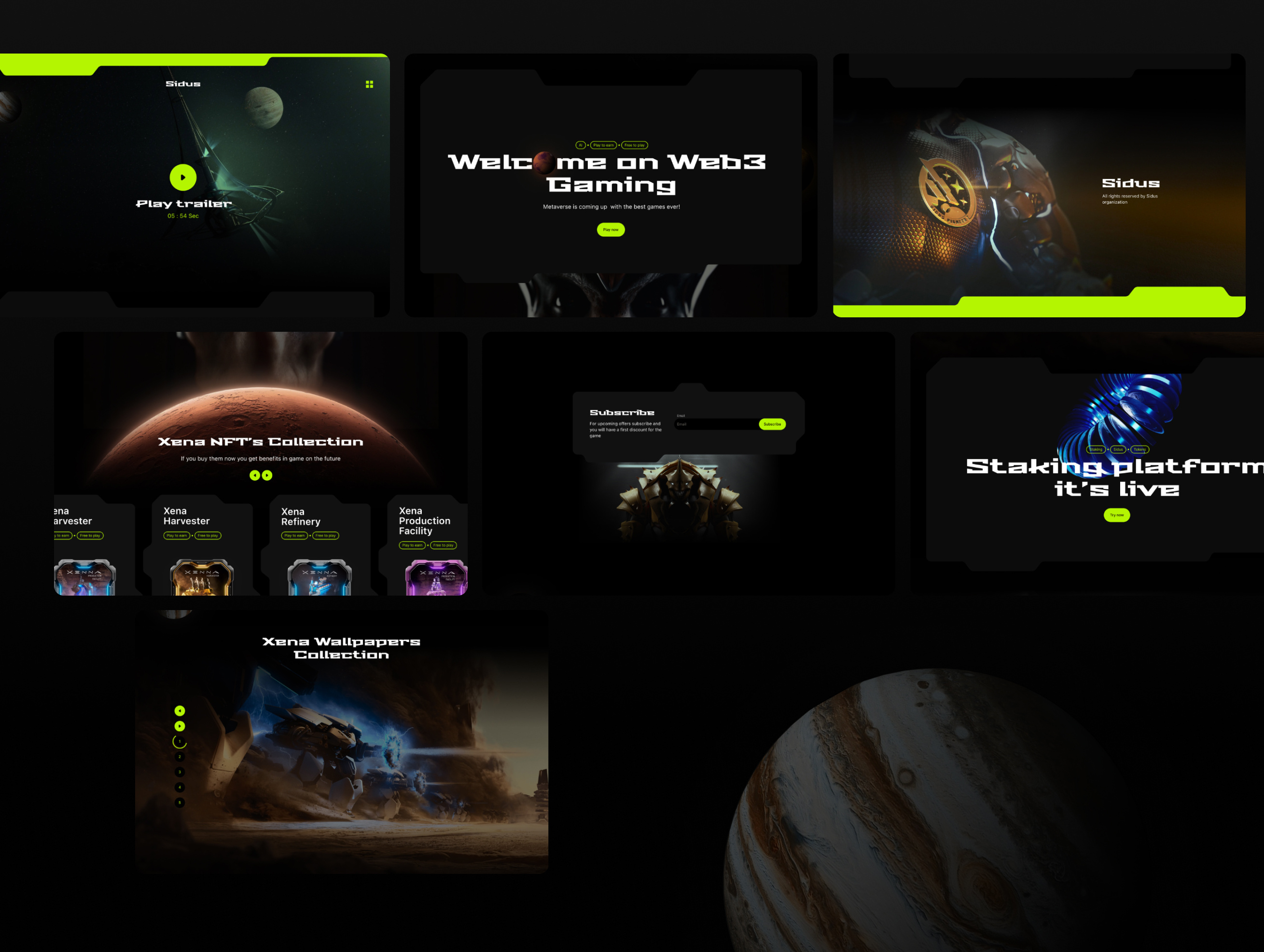 Sidus Landing page blockchain crypto game games interfaces ui ux