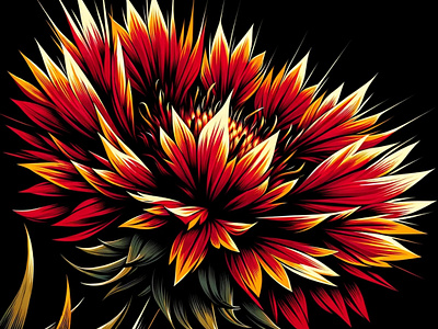 Flame Petal Art by Aravind Reddy Tarugu aravind art artistry blanket flower blaze botanical clean lines color darkness design detailed fiery illustration nature petals reddy spirited tarugu vector vibrant