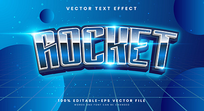 Rocket 3d editable text style Template galaxy