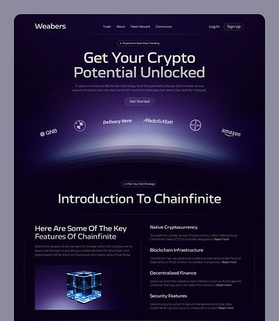 Chainfire - Crypto Token Landing Page UI chainfire crypto landing page crypto plarform crypto token cryptocurrency cyrpto design exchange fintech landing page ui ui visual design uiux ux web website website design website landing page