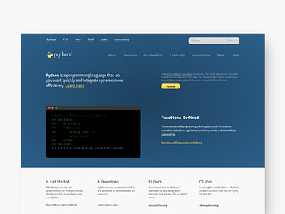 Python.org redesign ui website