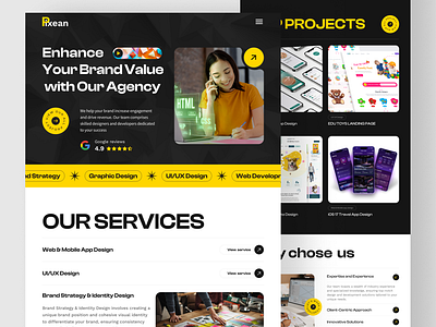 Pixean Design Agency Landing Page design design agency interaction design landing page ui ui designer ux visual design web design