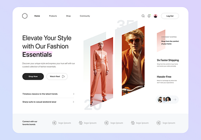 Fashion Show Website Hero about us branding design fashion fashion website fashionweb hero section home page landing modern testimonial ui uiux web design web header web page webpage website website design website hero