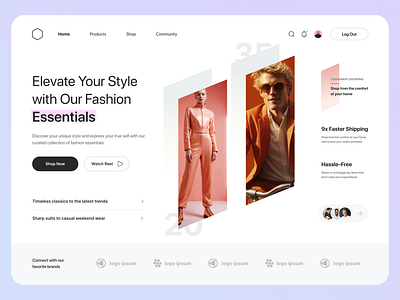 Fashion Show Website Hero about us branding design fashion fashion website fashionweb hero section home page landing modern testimonial ui uiux web design web header web page webpage website website design website hero