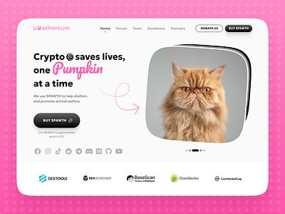 Animals in Need Foundation Website | Crypto Charity ai art animals branding cats charity clean ui crypto cta dogs foundation header hero hero header logo pink slider ui web design web ui website