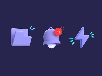 3D Icons for Fintech App I 3d 3d icons 3d ui empty state fast finance fintech icons illustration lighting no document no messages notification spark ui