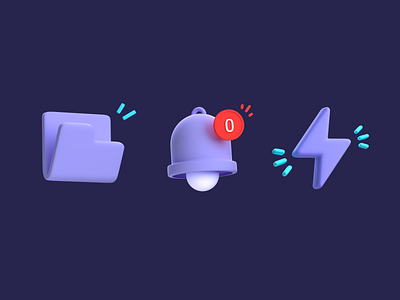 3D Icons for Fintech App I 3d 3d icons 3d ui empty state fast finance fintech icons illustration lighting no document no messages notification spark ui