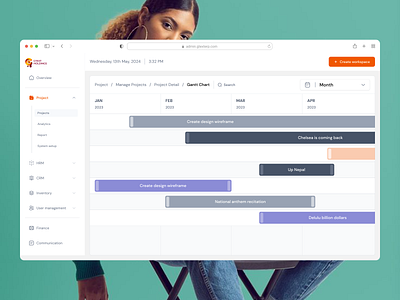 ERP Software - Gannt Chart & Bug Report bu bug report dashboard enterprise software erp gantt gantt chart project management saas software design ui web app