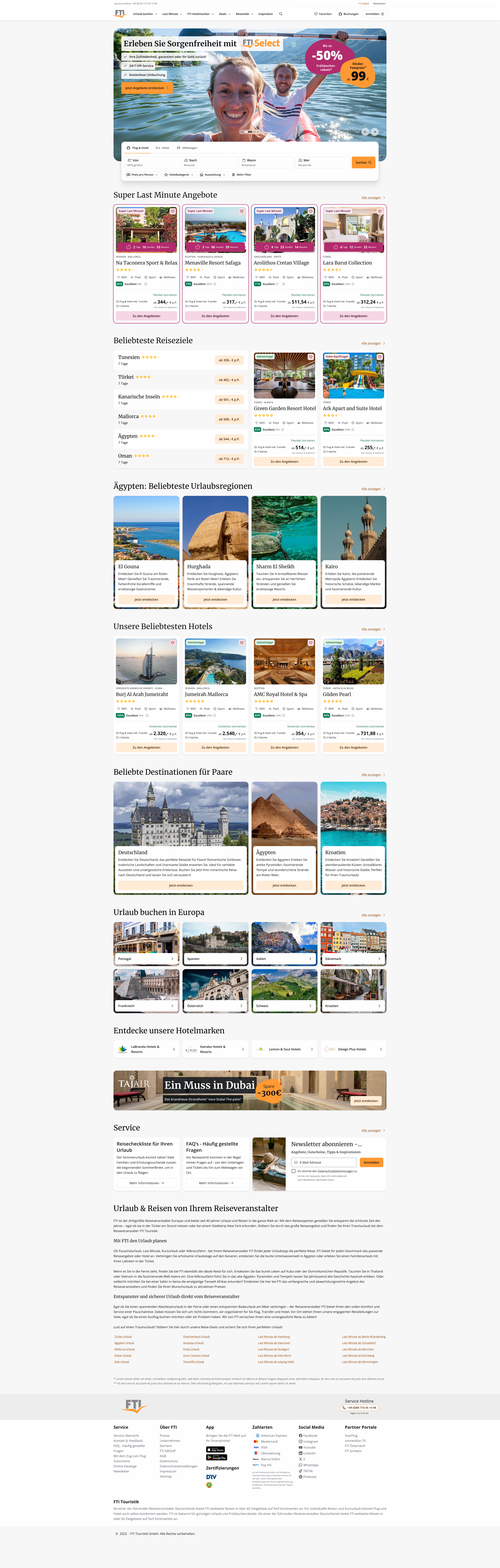 FTI Homepage Redesign branding design desktop fti fti group homepage landingpage travel ui