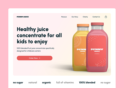 PennyJuice - redesign concept children colors juice landing page mockups redesign ui ux