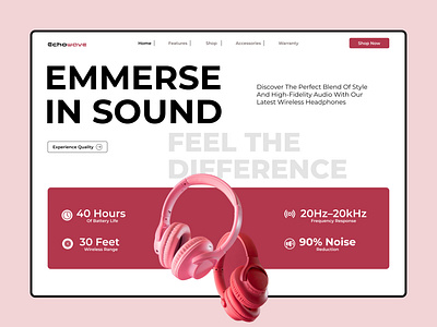 Echowave header concept ! dribbble graphic design landing page shot ui web deign