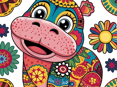 Hippi Hippo Cute ai app branding design graphic design illustration