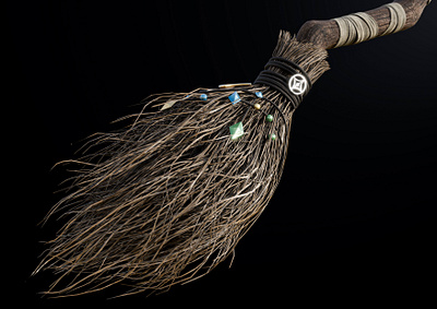 Witch Broomstick 3d 3d model 3d modeling asset game broom broomstick fantasy fantasy game game art old prop rendering texturing witch broom zbrush