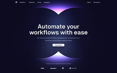 Hero visual design blue clean cta dark details glow grid hero landing purple saas