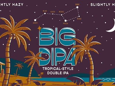 Big Dipa Tropical-Style Double IPA (Unused Beer Branding) arkansas beer beer branding big dipper branding coconut double ipa flat hunter oden illustration ipa landscape lockup tropical