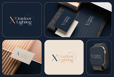 X Outdoor Lighting Logo calligraphy elegant logo flash golden lighting lighting logo premium logo round logo serif font spark spark logo x logo