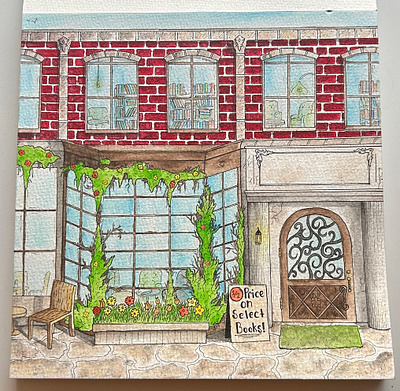 “Book store” water color painting