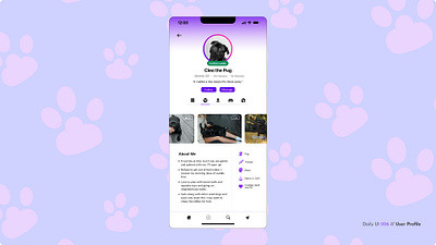 Daily UI Challenge #006 - User Profile daily ui daily ui 6 dog mobile mobile app pet profile social media ui user profile