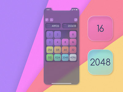 2048 game UI 2048 colorful figma glassmorphism graphic design minimal neomorphism ui