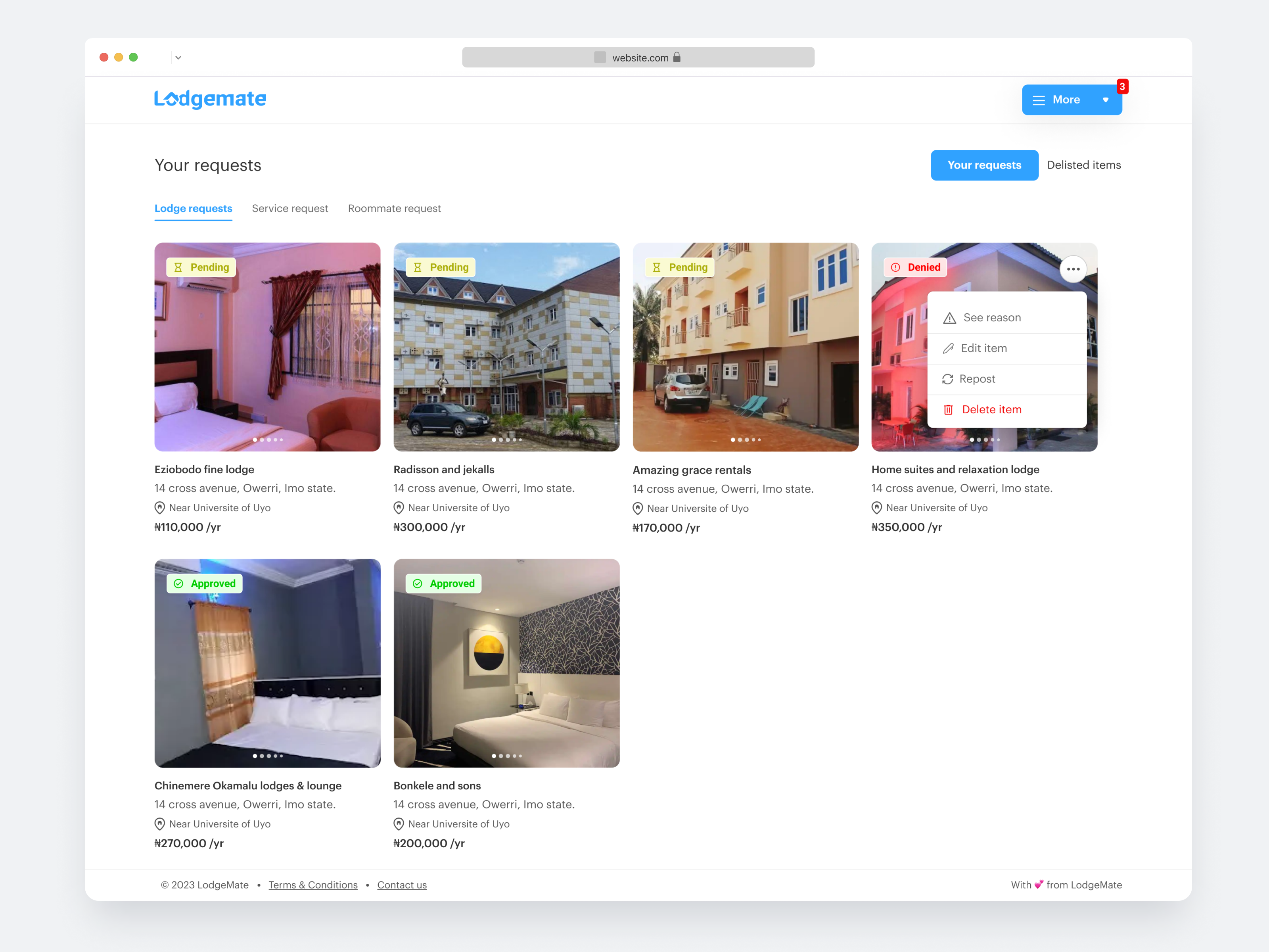 Lodgemate - Viewing request status... handy man handy men home maintenance homes hospitality housing real estate rent renting roommate students ui uiux design uiux designer ux web design