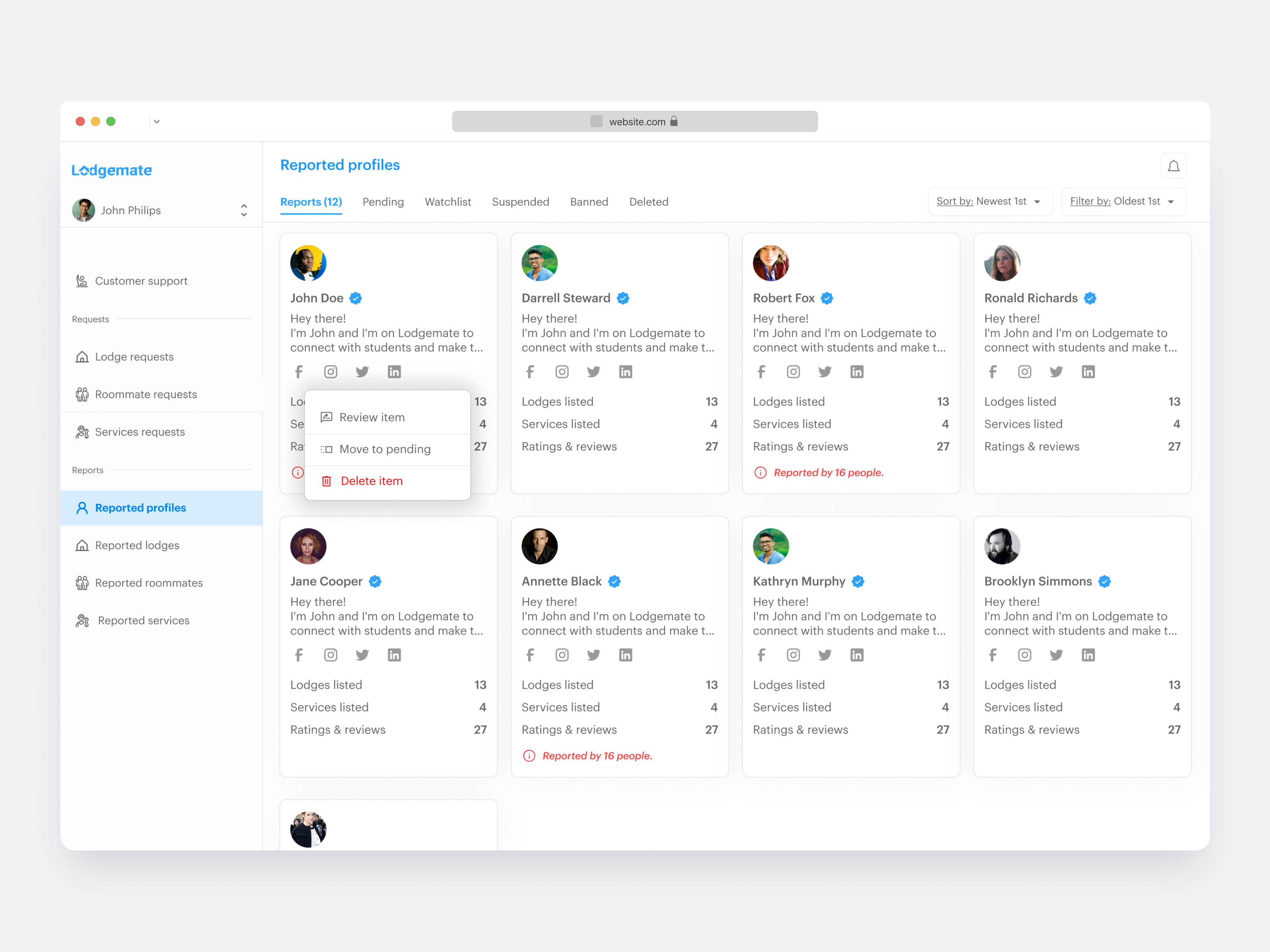 Lodgemate - Admin Dashboard handy man handy men home maintenance hospitality housing lodge real estate rent rentals renting roommate students ui ui design uiux design uiux designer ux ux design web design