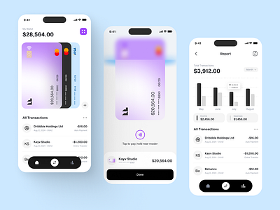 Digital Wallet Mobile App - Mobile Design app branding chart clean design design finance finance app graphic design illustration logo mobile design popular simple ui ux wallet wallet app wallet card white space