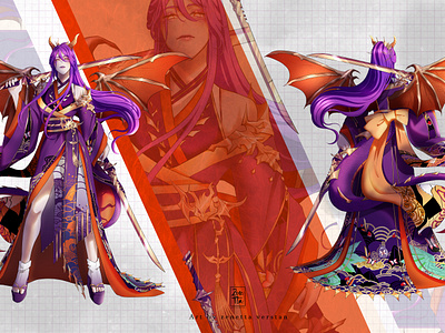 Character Sheet Design (Front & Back View) 2d model anime badass character design character sheet concept art cosplay cosplay design dragon female illustration live2d manhua manhwa reference sheet v tuber v tuber model vtuber vtuber model zenetta verstan