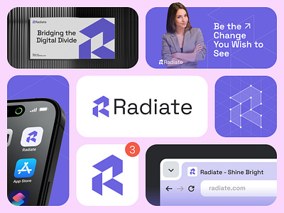 Radiate - Consultant Logo and Branding brand guidelines brand identity brand sign branding business consultant designishkul letter r letter mark logo logo design logo designer logo icon modern logo nokshakar r r logo radiate startup visual identity